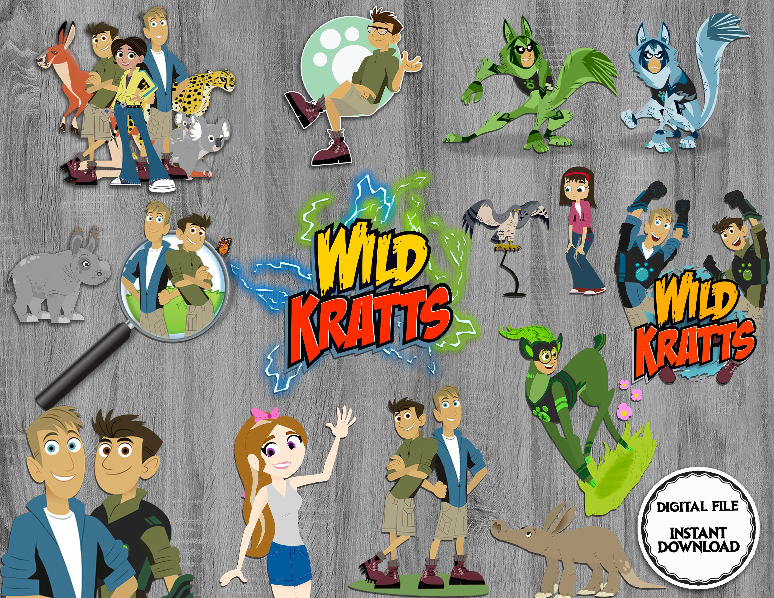 Wild Kratts PNG, Wild Kratts Printouts INSTANT DOWNLOAD, Wild Kratts Birt.....