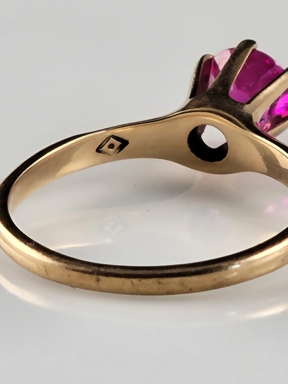 Rare Ostby Barton Classic Ruby Solitaire 10KT Ros… - image 6