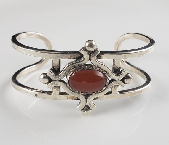Magnificent Handmade Natural Carnelian Sterling Silver Cuff