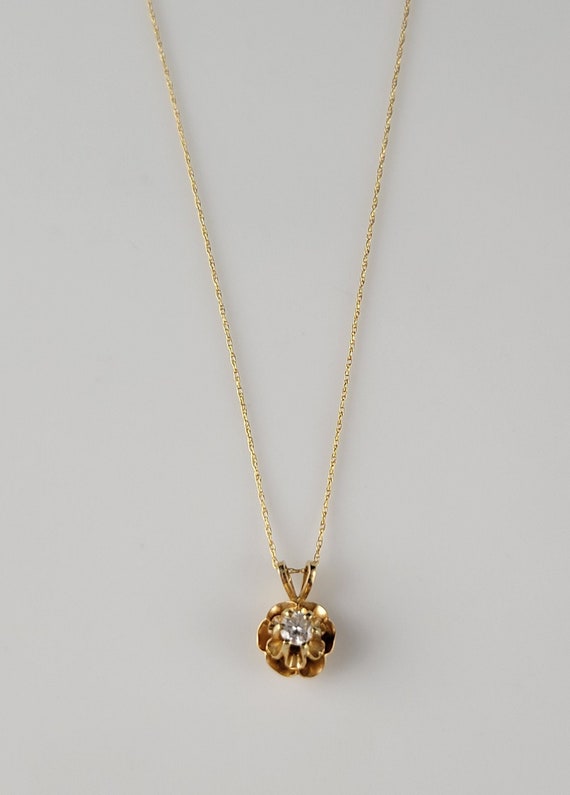 Victorian Diamond Buttercup 14KT Gold Necklace - image 6