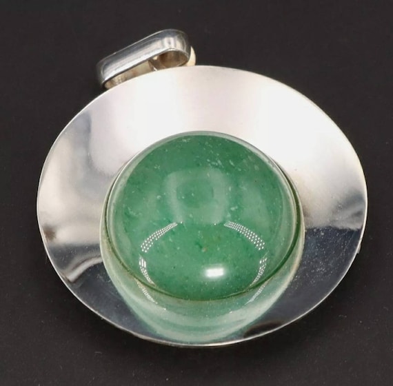 Henning Ulrichsen Aventurine Sterling Disc Pendant