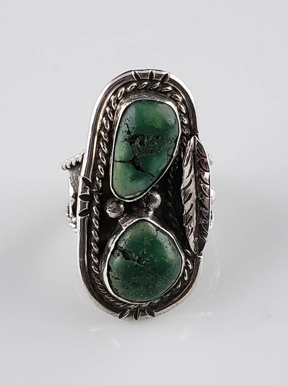 Striking Handmade Navajo Green Turquoise Statemen… - image 1