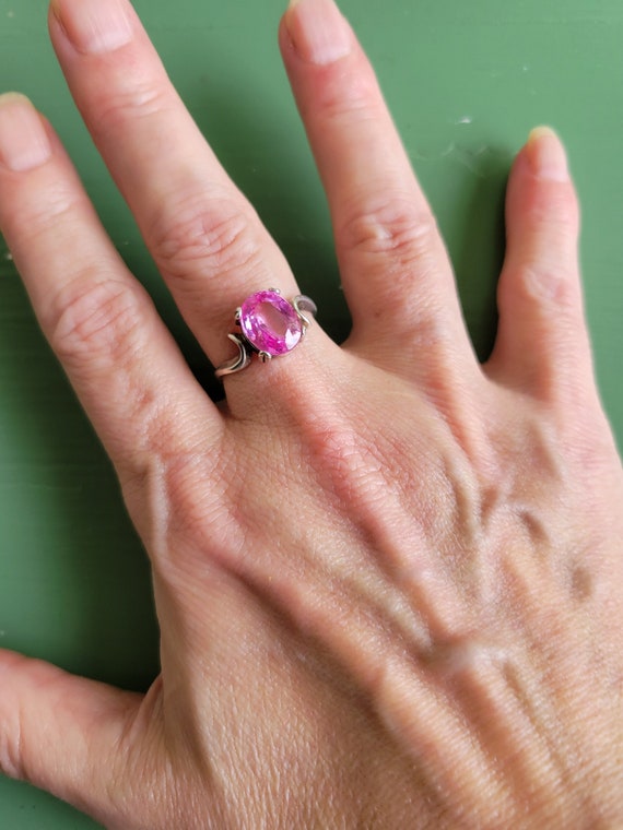 Stunning 1970s Natural Pink Topaz Sterling Bypass… - image 10