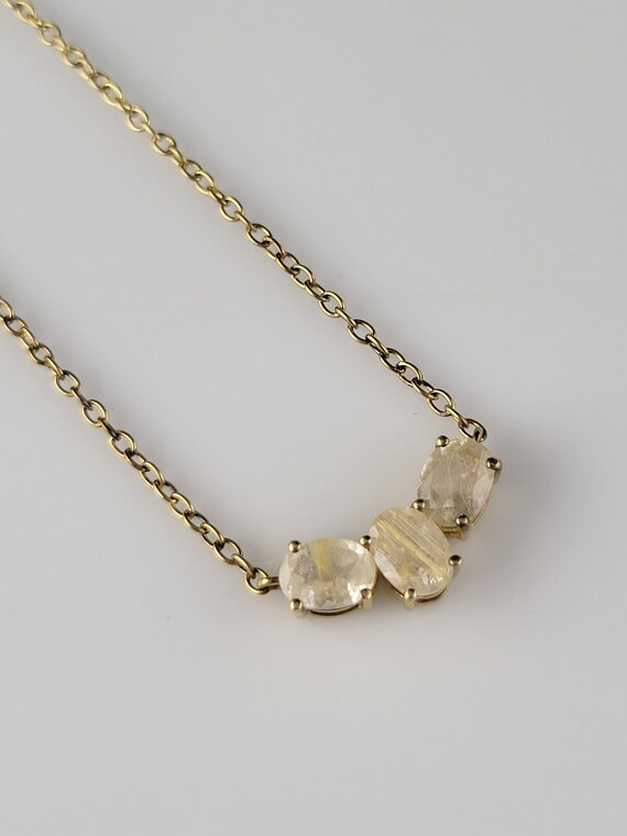 Beautiful Golden Rutilated Quartz Vermeil Necklace - image 4