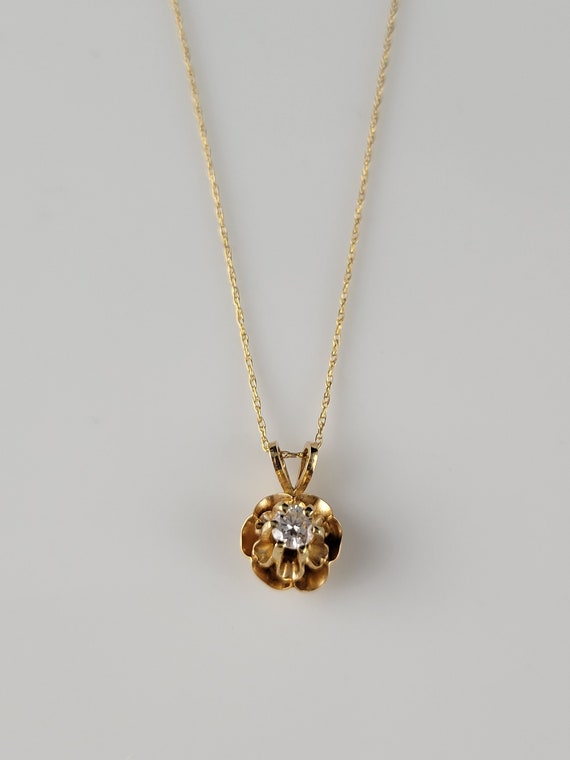 Victorian Diamond Buttercup 14KT Gold Necklace - image 2