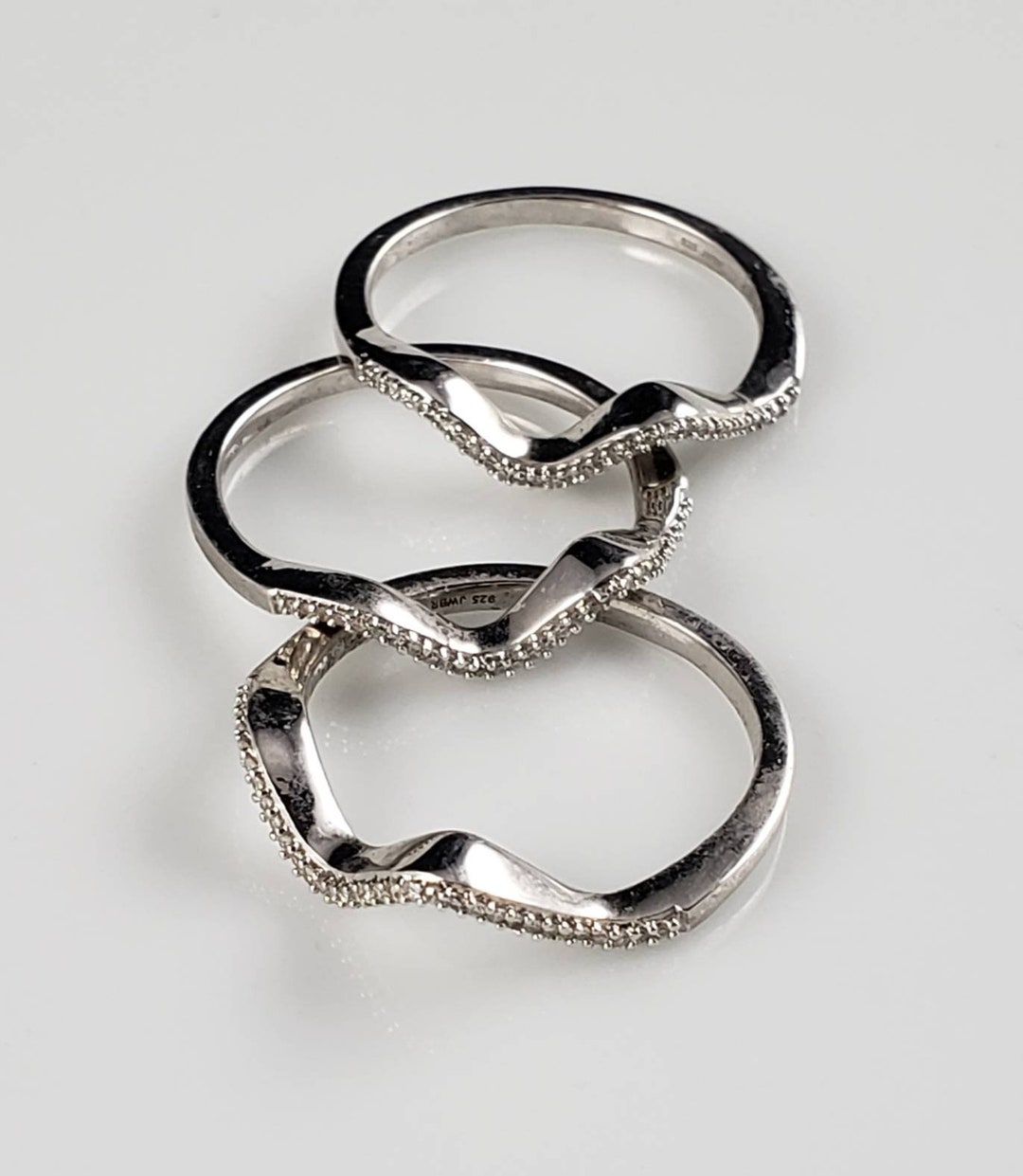 Minimalist Stackable Rings Minimalist Diamond Stacking Rings in Sterling Silver - Etsy