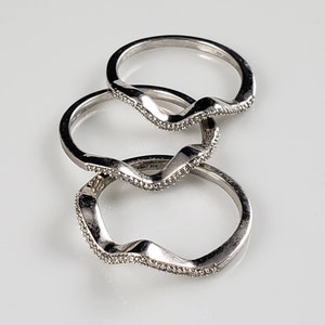 Minimalist Diamond Stacking Rings in Sterling Silver