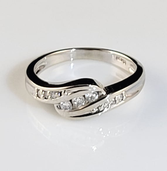 Estate Diamond 14KT White Gold Highway Ring