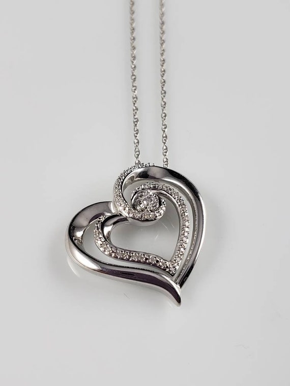 JWBR Natural Diamond Sterling Heart Necklace
