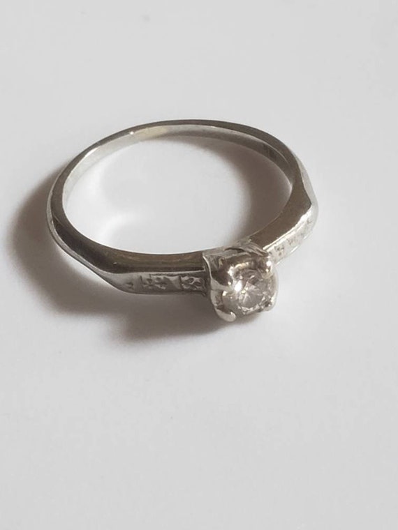 Charming 1940s Diamond 18KT White Gold Ring - image 3