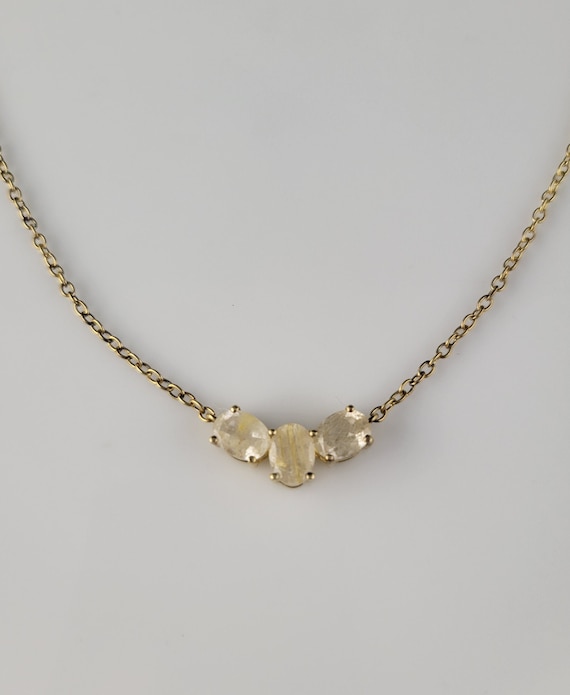 Beautiful Golden Rutilated Quartz Vermeil Necklace - image 5