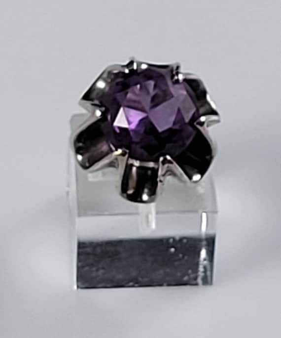 Taxco Glass Alexandrite Signed Solitaire Statement