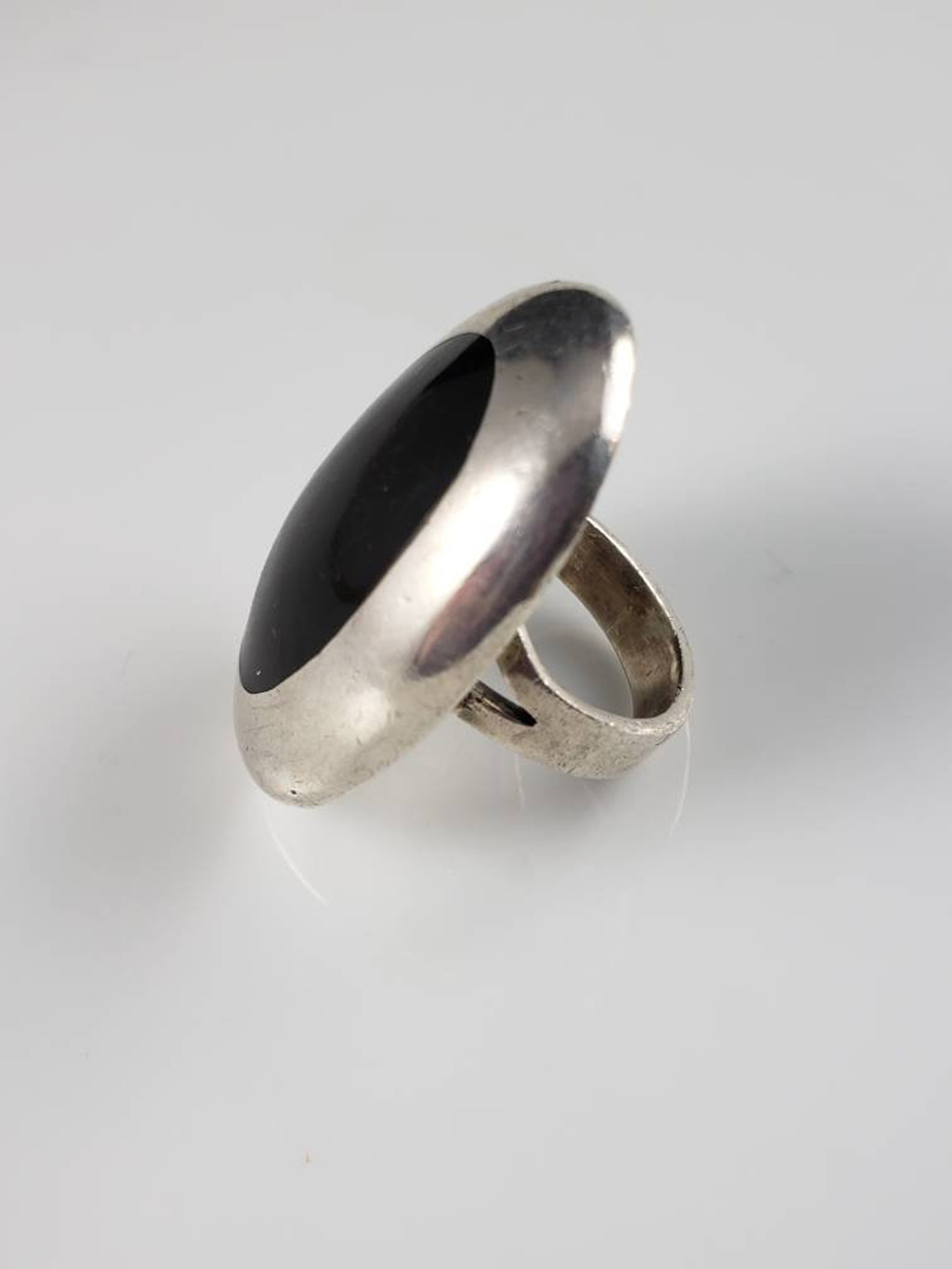Taxco Onyx Inlay Solitaire Statement Ring-circa 1940 | Etsy