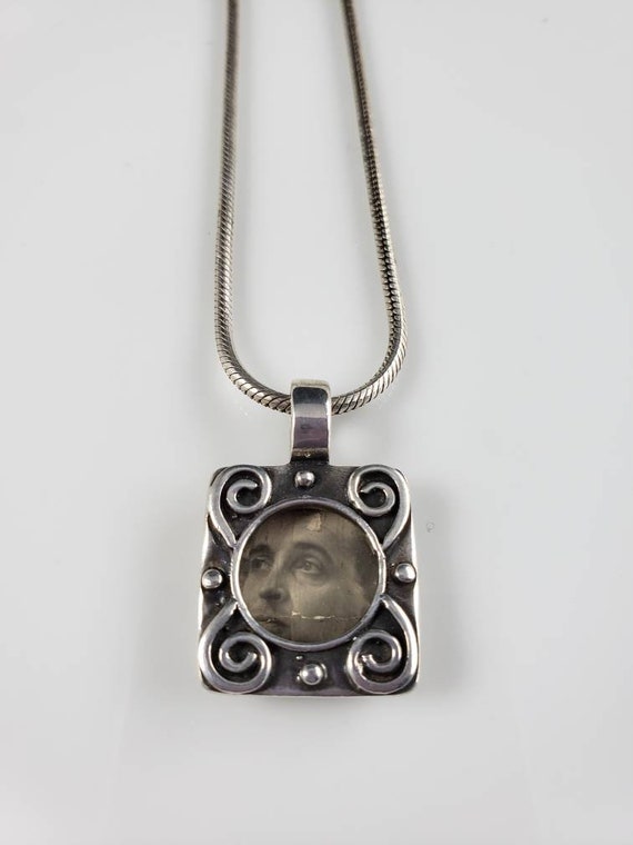 Antique Sterling Silver Frame Locket Necklace