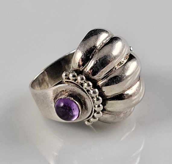 Steampunk Style Amethyst Scroll Ring - image 2