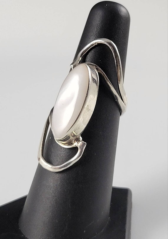 Sale! Taxco Mother-Of-Pearl Signed Statement Ring-