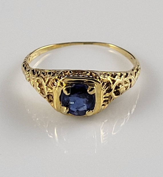 Art Deco Style Sapphire Vermeil Ring