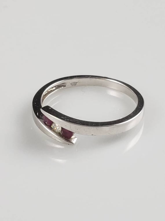 Minimalist Tension Set Ruby & Diamond 10KT Gold R… - image 2