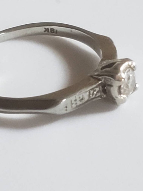 Charming 1940s Diamond 18KT White Gold Ring - image 5