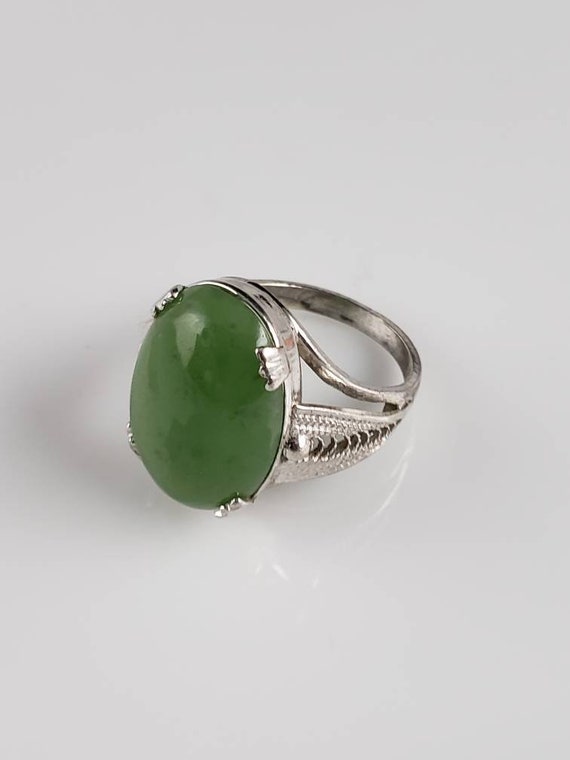 1920s Art Deco Jadeite Sterling Silver Ring