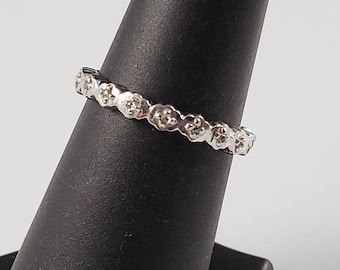 Art Deco Style Genuine Rose Cut Diamond Sterling Silver Eternity Band