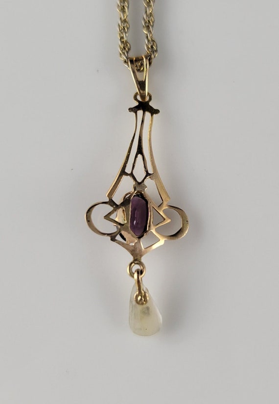 Ostby Barton Amethyst & Pearl 10KT Rose Lavalier … - image 7