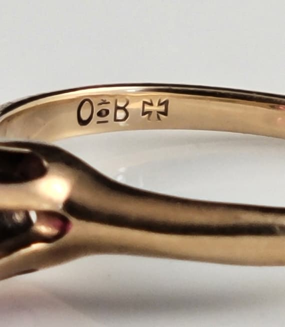 Rare Ostby Barton Classic Ruby Solitaire 10KT Ros… - image 5