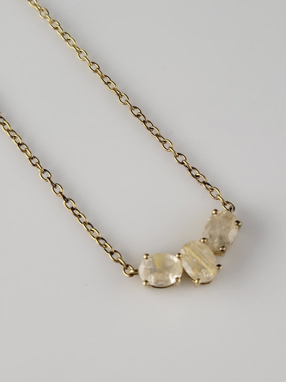 Beautiful Golden Rutilated Quartz Vermeil Necklace - image 2