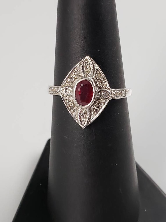 Stunning Sparkilng Uncut diamond Natural Ruby Gold Sterling Silver ring Gorgeous