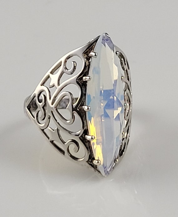 Opalite Sterling Silver Heart Filigree Statement R