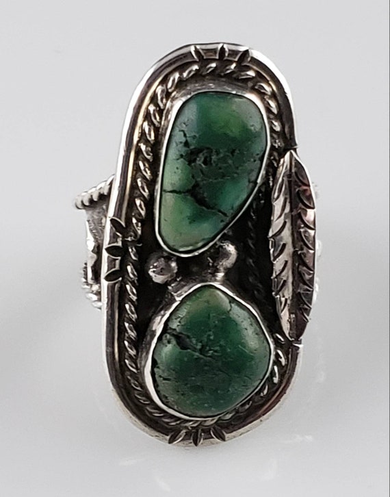 Striking Handmade Navajo Green Turquoise Statemen… - image 5