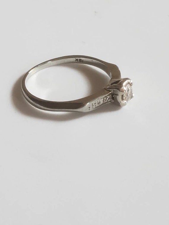 Charming 1940s Diamond 18KT White Gold Ring - image 8