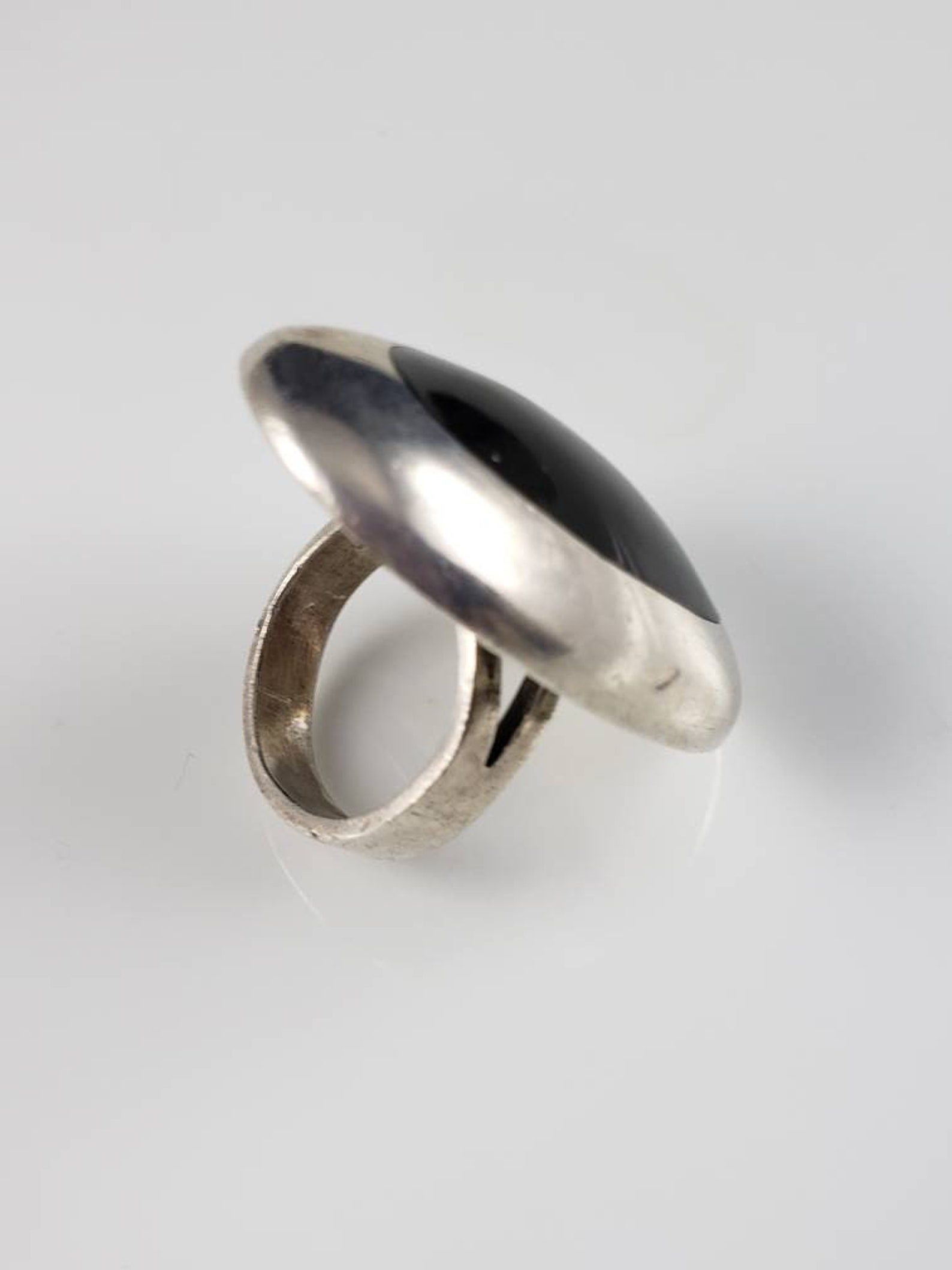 Taxco Onyx Inlay Solitaire Statement Ring-circa 1940 | Etsy