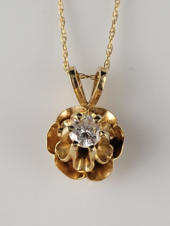 Victorian Diamond Buttercup 14KT Gold Necklace - image 3