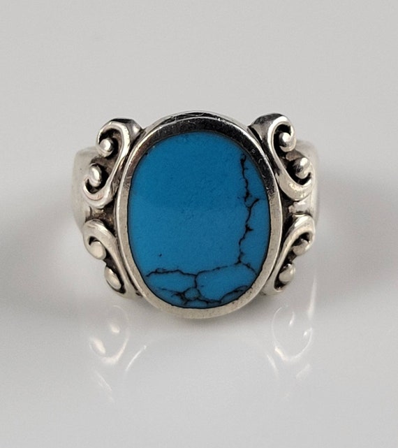 Dramatic Natural Spiderweb Turquoise Sterling Scr… - image 1