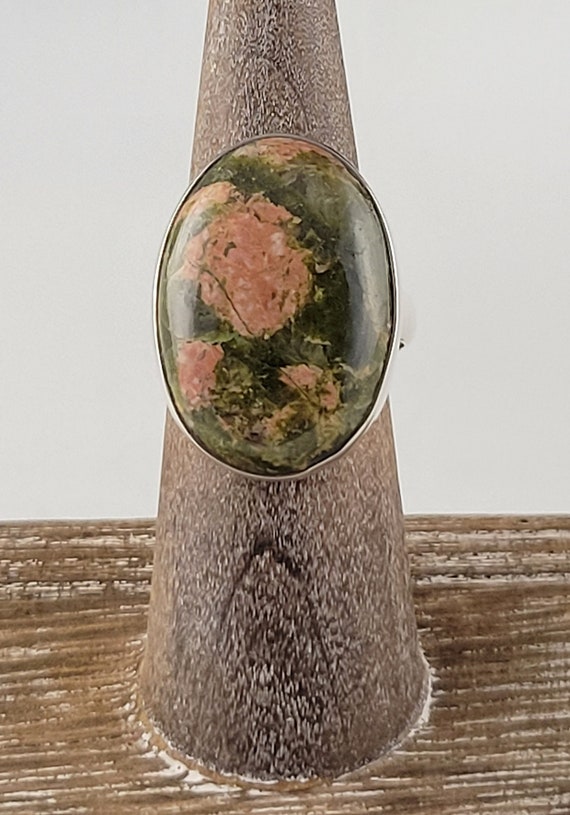 Stunning Russian Unakite Sterling Statement Ring