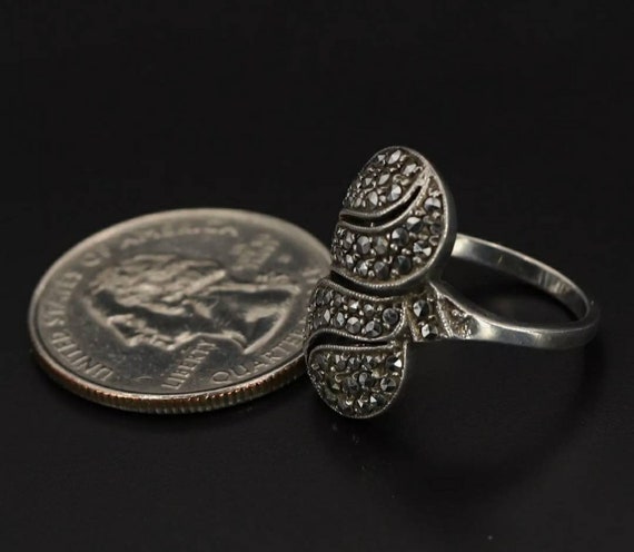 Art Deco Era Marcasite & 935 Sterling Silver Swir… - image 8