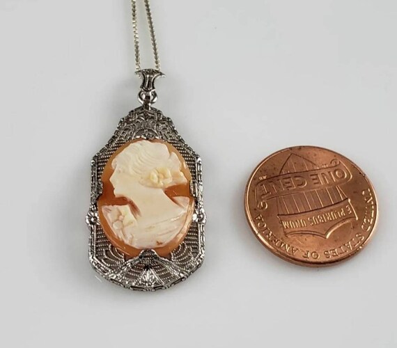 Antique Sterling Silver Carved Shell Cameo Neckla… - image 7