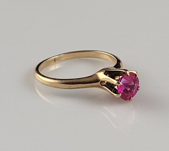 Rare Ostby Barton Classic Ruby Solitaire 10KT Ros… - image 4