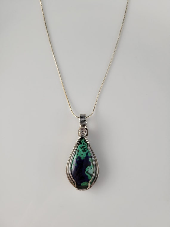 Gorgeous 1970s Chrysocolla Sterling Silver Neckla… - image 4