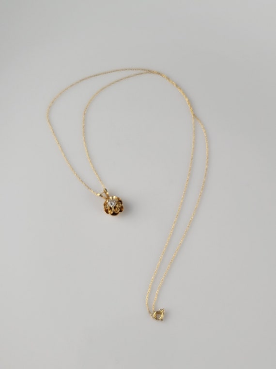 Victorian Diamond Buttercup 14KT Gold Necklace - image 5