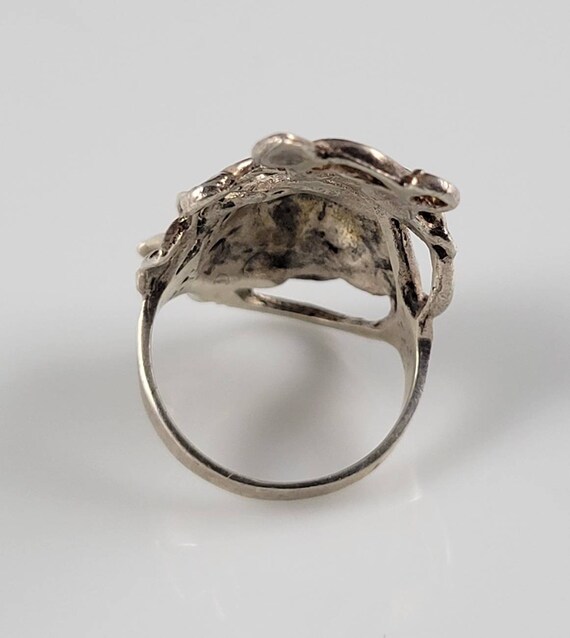 Artisan Sterling Silver Rose Vine Statement Ring - image 6
