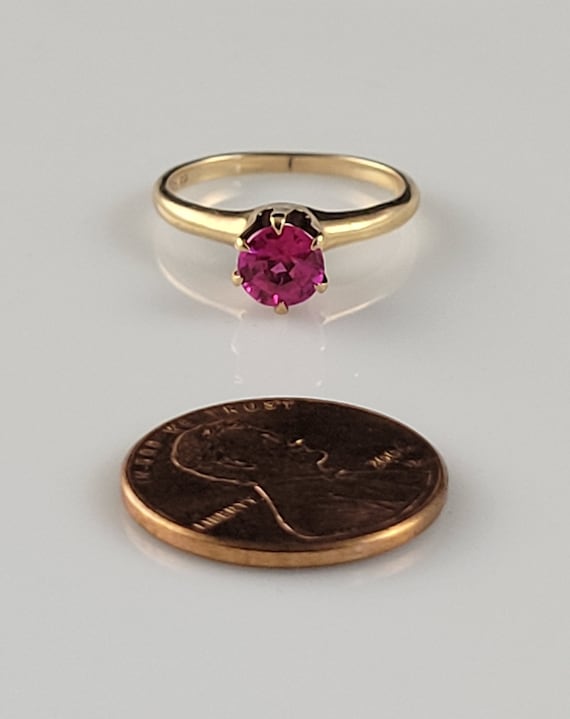 Rare Ostby Barton Classic Ruby Solitaire 10KT Ros… - image 9