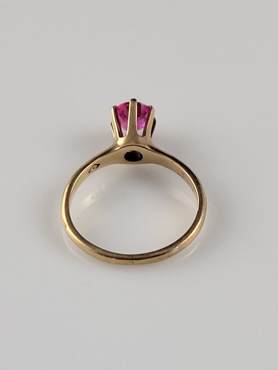 Rare Ostby Barton Classic Ruby Solitaire 10KT Ros… - image 8