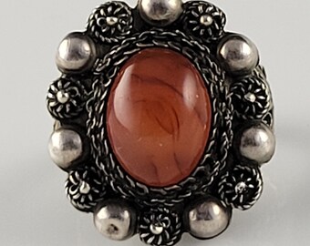 Antique Natural Carnelian Sterling Silver Ring