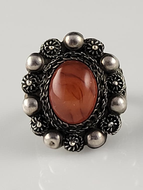 Antique Natural Carnelian Sterling Silver Ring