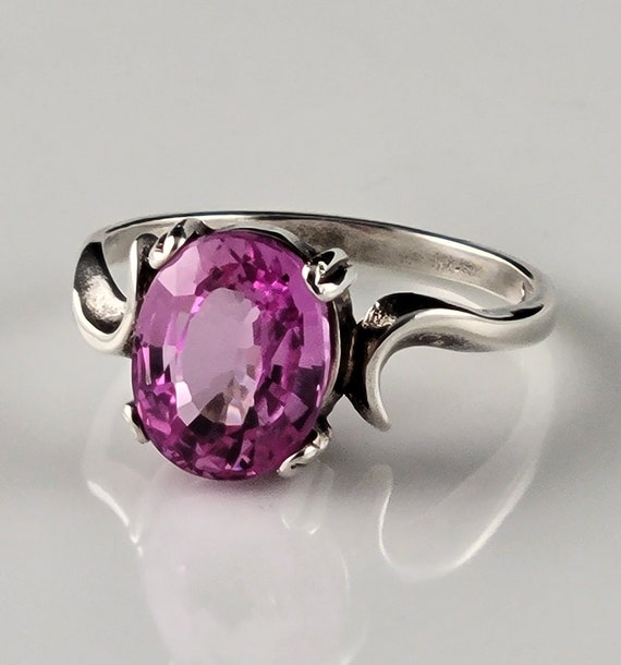 Stunning 1970s Natural Pink Topaz Sterling Bypass… - image 3