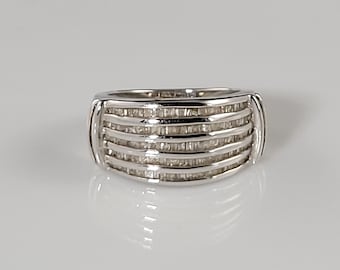 Estate Baguette Cut Diamond 10KT White Gold Anniversary Band