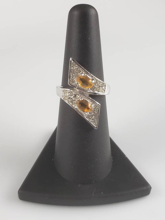 1940s-1950s Estate Genuine Citrine Bypass Ring