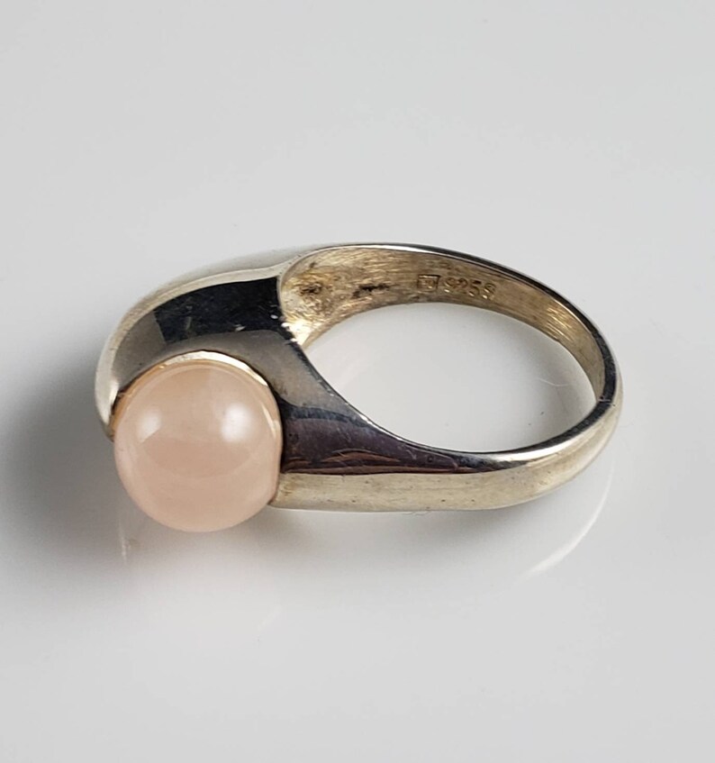 Henrik Ulrichsen Modernist Rose Quartz Sterling Siliver Ring